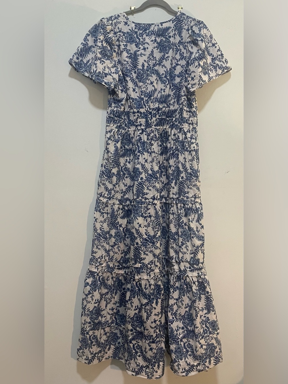 Anthropologie Maeve Somerset Tiered Maxi Dress Blue Floral L - Picture 4 of 5